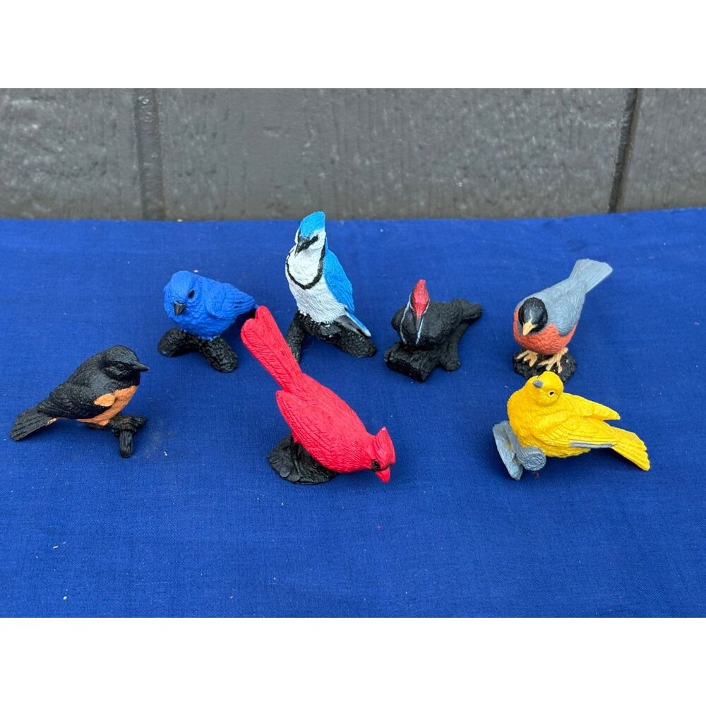 Set Of 6 Safari Ltd Backyard Bird Figurines Cardinal Oriole Robin Blue Jay